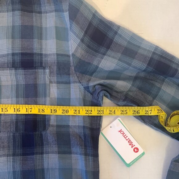 Marmot Men Fairfax Novelty Lightweight Flannel Shirt Large NWT Arctic Navy - Picture 8 of 12